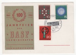 1965 Germany Event Cover Basf In Ludwigshafen 100th Anniversary Postcard
