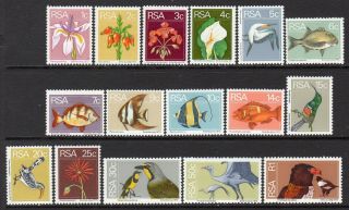 South Africa 1974 - 76 Flowers/birds/fish Set Sg348 - 63 Mnh