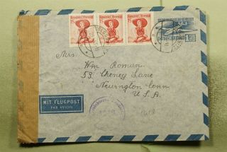 Dr Who 1951 Austria Gloggnitz Uprated Airmail Stationery To Usa Censored E49909