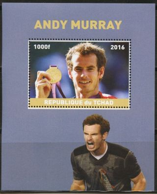 Chad 2016 Andy Murray Olympic Winner Souvenir Sheet Nh