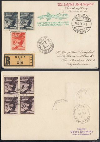 Austria 1931 - Registered Airmail Cover To Argentina.  Zeppelin.  (8g - 34830) Mv - 5009