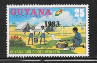 Guyana Scott 574 Mnh 1983 Overprinted Girl Scouting Issue