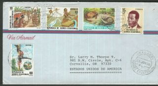 1988 Equatorial Guinea Sc 39 - 69 - 93 - 97 - 100 Mixed Frankings On Air Cover To U.  S.