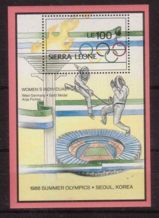 Sierra Leone 1989 Seoul 88 Summer Olympic Games Medal Winners S/s Mnh C8008