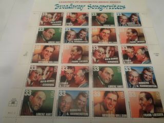 Broadway Songwriters,  Legends Of American Music Seriies,  20 33 Cent Stamps,