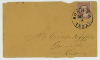 Mr Fancy Cancel Usa 26 Tied Bonham Texas Mar 8 Cds 1861 Letter Independant State