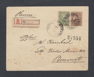 Romania 1919 Charity Tax Stamp On Registered Cover Bucharest Local Usage