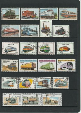 Trains Locomotives Rail Transport Thematic Stamps 3 Scans (2205)