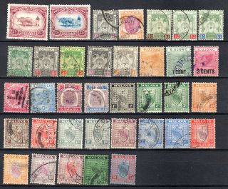 Malaya Malaysia Negri Sembilan Kedah Kelantan 1891 - 1935 Selection Of Use Stamps