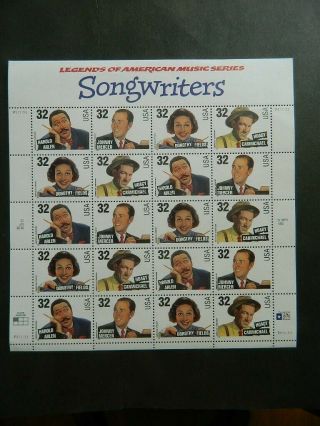 Songwriters - Us Stamp Sheet 20 X 32 C - Sc 3100 - 3103 Nh (lot K)
