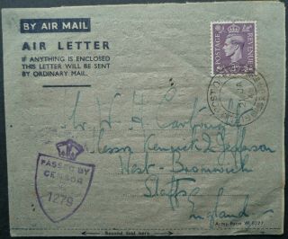 British Occup Of Greece Wwii 21 Jan 1945 Air Letter From Field Po,  Athens To Uk