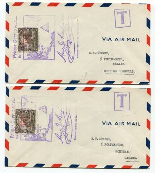 Nicaragua 1929 Scarce Airmail Ffc First Flight Covers - Sent To Canada / Honduras