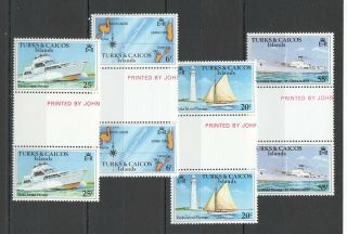 O950 1978 Turks & Caicos Islands Transport Ships & Boats 381 - 84 Gutter 2set Mnh