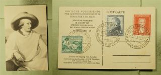 Dr Who 1949 Germany Frankfurt Wolfgang Von Goethe Postcard Combo E48267
