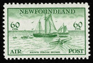 Canada Newfoundland Stamp Scott C16 60c Air Mail Nh Og Never Hinged
