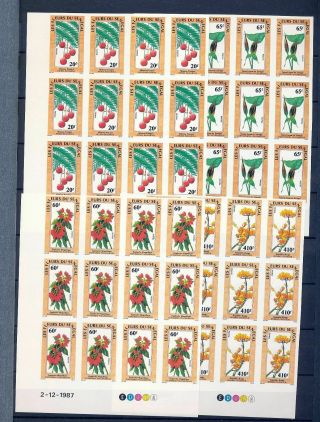 Senegal Flowers Imperf Blocks Mnh (48 Stamps) (ref Dd454