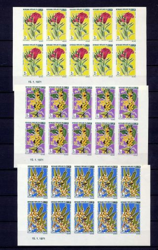 Congo Flowers Imperf Blocks Mnh (60 Stamps) (ref Dd452