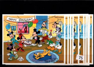 // 10x Gambia - Mnh - Disney - Cartoons - Mickey - Minnie - Donald - Birthday