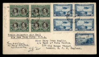 Dr Who 1939 Canada St John Registered Airmail To England Block E69679