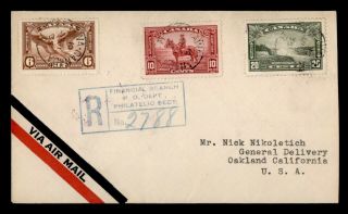 Dr Who 1935 Canada Ottawa Registered Airmail To Usa E69674