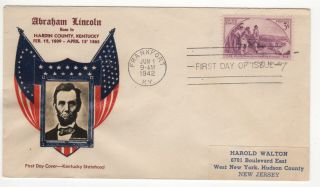 Sss: Crosby Us Fdc 1942 3c Kentucky Statehood Abe Lincoln Sc 904