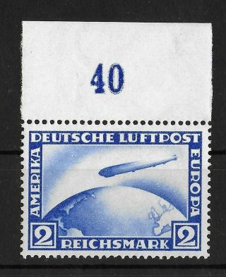 Germany Reich 1928 Nh Zeppelin 2 M Michel 423 Cv €300 Vf