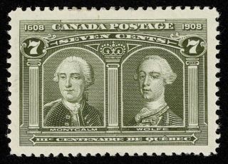 Canada Stamp Scott 100 7c Quebec Tercentenary Issue 1908 Hr Og $160