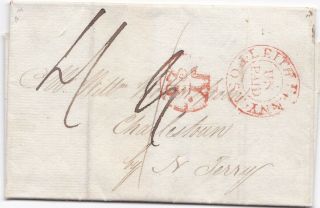 1800 Red Leith Penny Post Unpaid Circ Pmk Letter Dudgeon & Brodie Ship Wheat