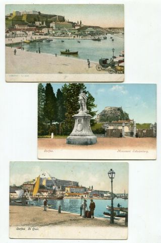 Greece - Corfu Island - Ionian Sea - Group Of Three Early Picture Postcards -