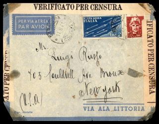 Mayfairstamps Italy 1941 To York Censored Air Mail Cover Wwb62997