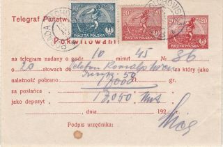 Poland 1922 Telegram Ct 11