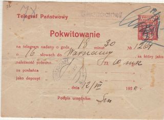 Poland 1922 Telegram Ct 7