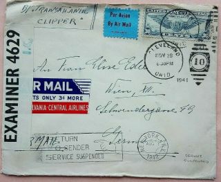 United States 1941 Bermuda Censor Label Service Suspended,  Airmail Label Cover
