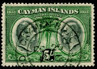 Cayman Islands Sg94,  5s Black & Green,  Fine,  Cds.  Cat £160.