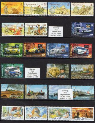Guernsey 2006 Year Set Of 7 Commemorative Sets And 3 Mini Sheets Um
