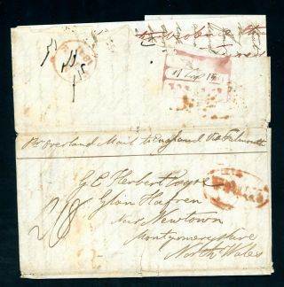 India Paid Letter Overland Mail To England Via Falmouth (jy692)
