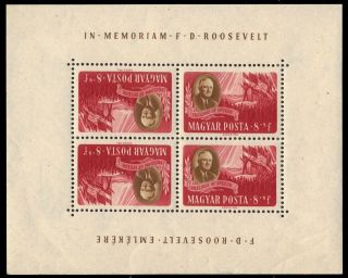 Hungary B198ai (mi985i) - Franklin D.  Roosevelt Memorial S/s (pa66042) $90