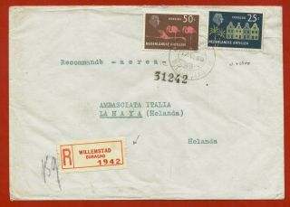 Nederlandse Antillen,  From Willemstad,  2 Stamps,  1959,  Consolato Italiano M