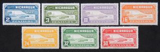 [421] Nicaragua 1939.  Sc C222 - C228.  Lake Managua.  Air Post.  Mnh