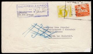 Bolivia 1940 Airmail Cover W/stamps From La Paz To Germany Via Air France