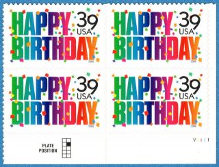 Usa Sc.  4079 39c Happy Birthday 2006 Mnh Plate Block