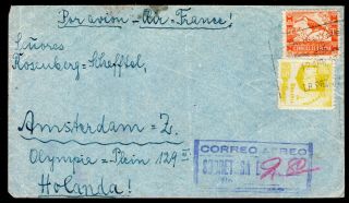 Bolivia 1940 Airmail Cover W/stamps From La Paz To Holland Via Air France