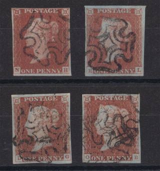 Lot:31943 Gb Qv 1841 1d Red Brown Imperf Selection With Maltese Cross Cancels
