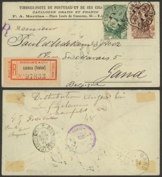 Portugal 1898 - Registered Cover Lisbon To Ghent Belgium D180