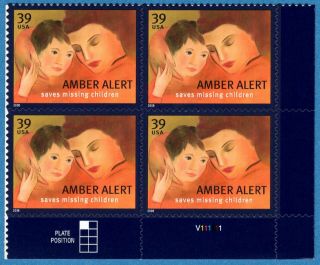 Usa Sc.  4031 39c Amber Alert 2006 Mnh Plate Block
