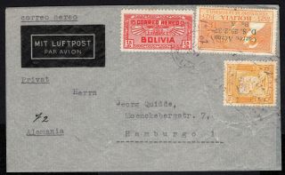 Bolivia 1941 Airmail Cover W/stamps From La - Paz (27.  01.  41) To Germany