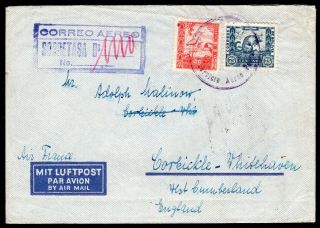 Bolivia 1940 Airmail Cover W/stamps From La Paz To England Via Air France