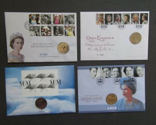4 X G.  B Commemorative £5 Five Pound Coin Covers (with Defects) All Pictured