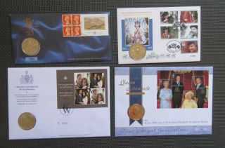 4 X G.  B £5 Coin Commemorative Covers (covers With Slight Faults)