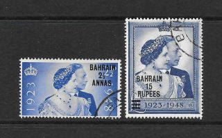 1948 King George Vi Sg61 & Sg62 Royal Silver Wedding Set Fine Bahrain